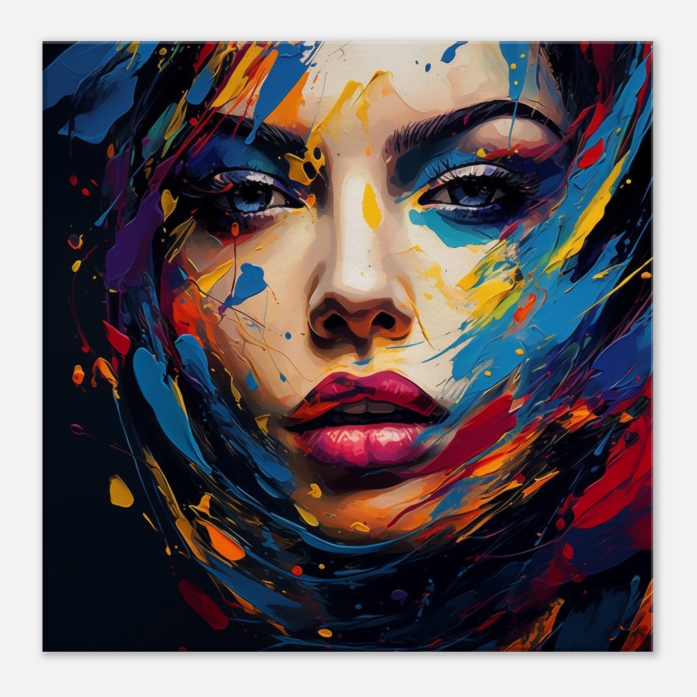 Woman's Face Canvas Print: Colorful Abstract Portrait Art