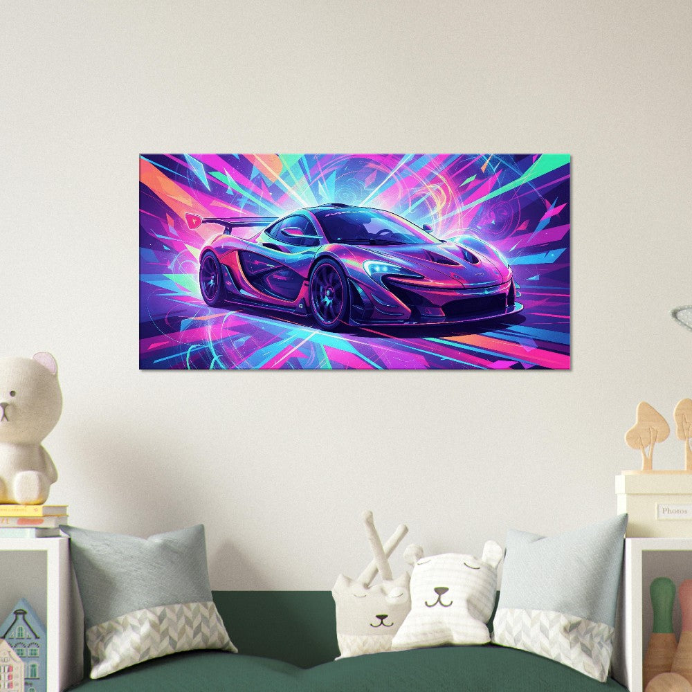 McLaren P1 GTR Neon Art | Canvas Print | Wall Decor - Canvas Art