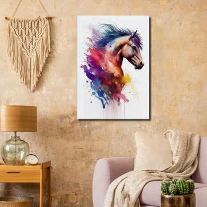 Mustang Watercolor Art Print – canvas wall art by Endozi Designs, view 4