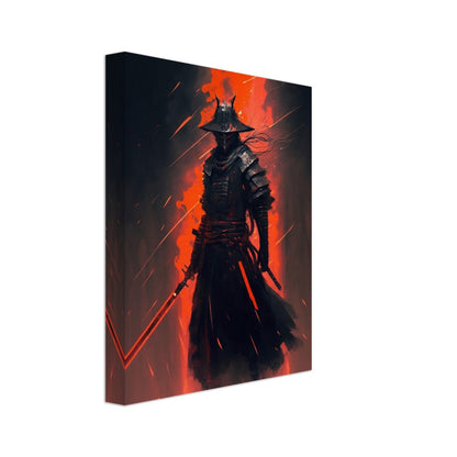 Futuristic Samurai Canvas Art: Sci-Fi Lava Warrior Home Decor