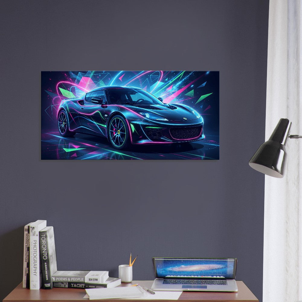 Lotus Evora Neon Art | Canvas Wall Decor | Car Aesthetic Print - Canvas Art