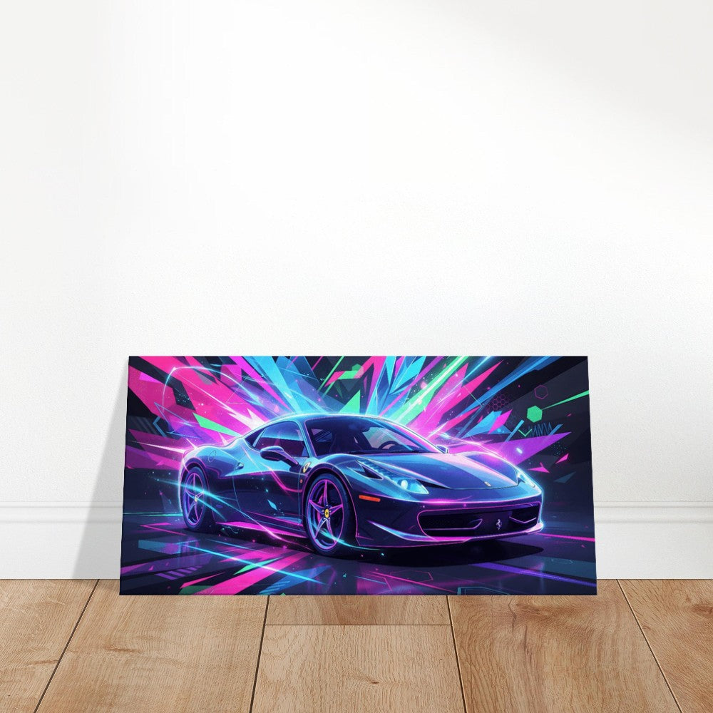 Ferrari 458 Italia Neon Art | Canvas Print | Wall Decor - Canvas Art