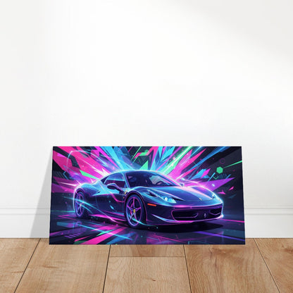 Ferrari 458 Italia Neon Art | Canvas Print | Wall Decor - Canvas Art
