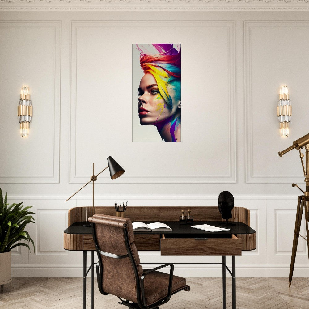 Colorful Hair Woman Canvas Print: Vibrant Portrait Wall Art