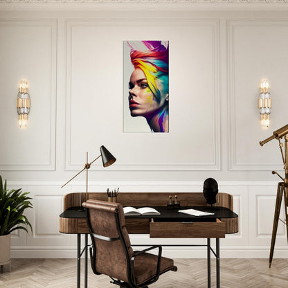 Colorful Hair Woman Canvas Print: Vibrant Portrait Wall Art