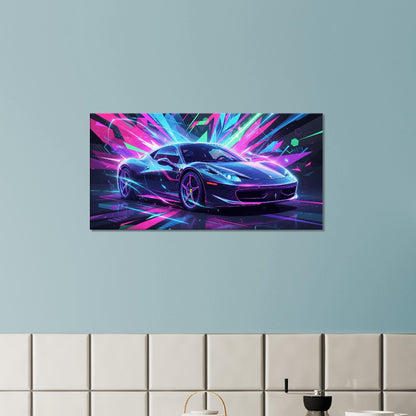 Ferrari 458 Italia Neon Art | Canvas Print | Wall Decor - Canvas Art