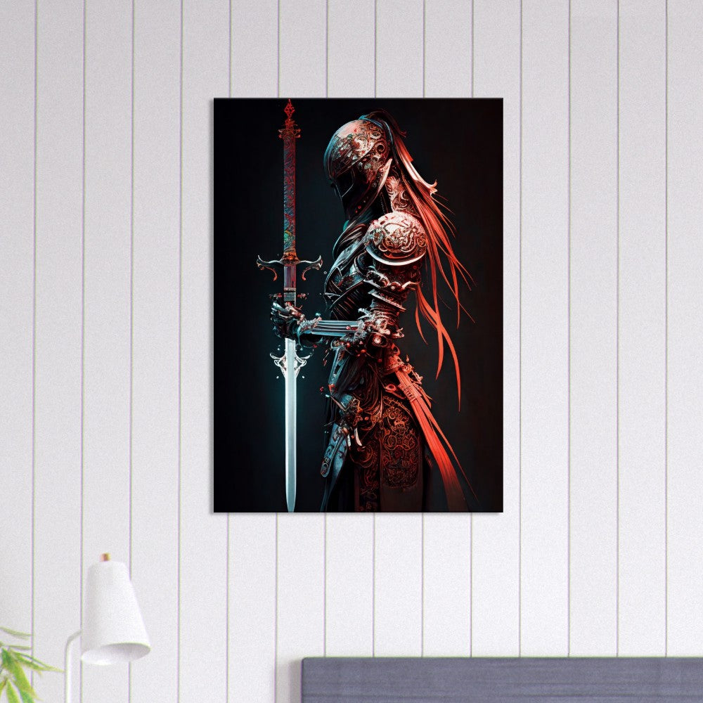 Futuristic Samurai Canvas Art: Armored Yakuza Warrior with Sword