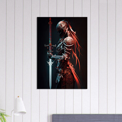 Futuristic Samurai Canvas Art: Armored Yakuza Warrior with Sword