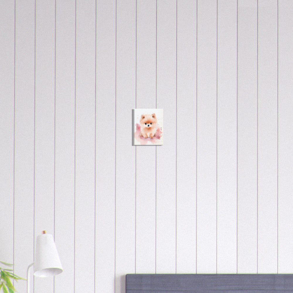 Watercolor Pomeranian Puppy Art Print on Canvas
