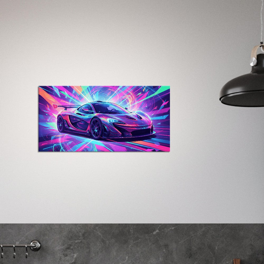 McLaren P1 GTR Neon Art | Canvas Print | Wall Decor - Canvas Art
