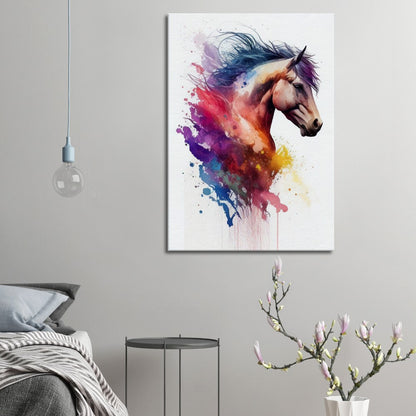 Mustang Watercolor Art Print – canvas wall art by Endozi Designs, view 3