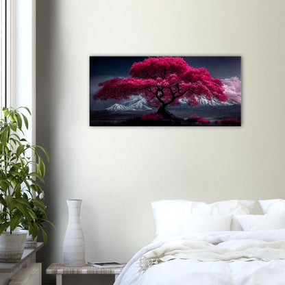 Mount Fuji Cherry Blossom Canvas Art: Serene Japanese Landscape