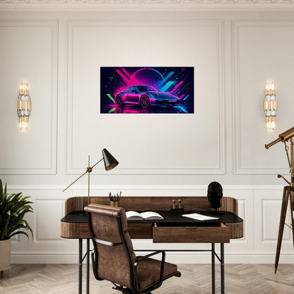 Porsche 911 Carrera S Neon Art | Canvas Print | Wall Decor - Canvas Art