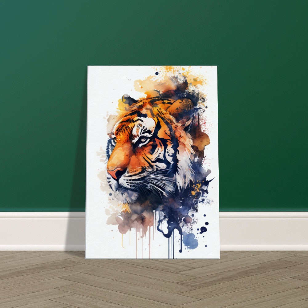 Majestic Tiger Watercolor Art Print - Big Cat Canvas Decor