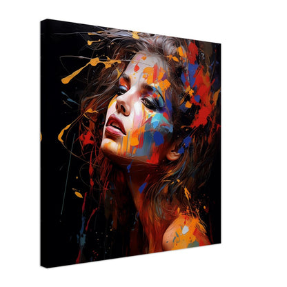 Abstract Woman Portrait: Bold Paint Canvas Art, Modern Home Decor
