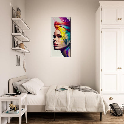 Colorful Hair Woman Canvas Print: Vibrant Portrait Wall Art