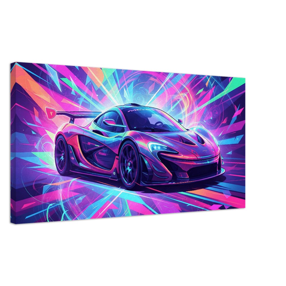 McLaren P1 GTR Neon Art | Canvas Print | Wall Decor - Canvas Art