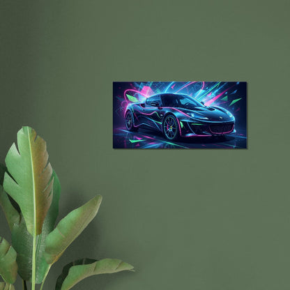 Lotus Evora Neon Art | Canvas Wall Decor | Car Aesthetic Print - Canvas Art