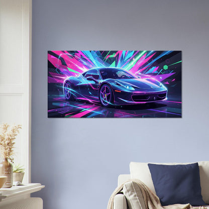 Ferrari 458 Italia Neon Art | Canvas Print | Wall Decor - Canvas Art