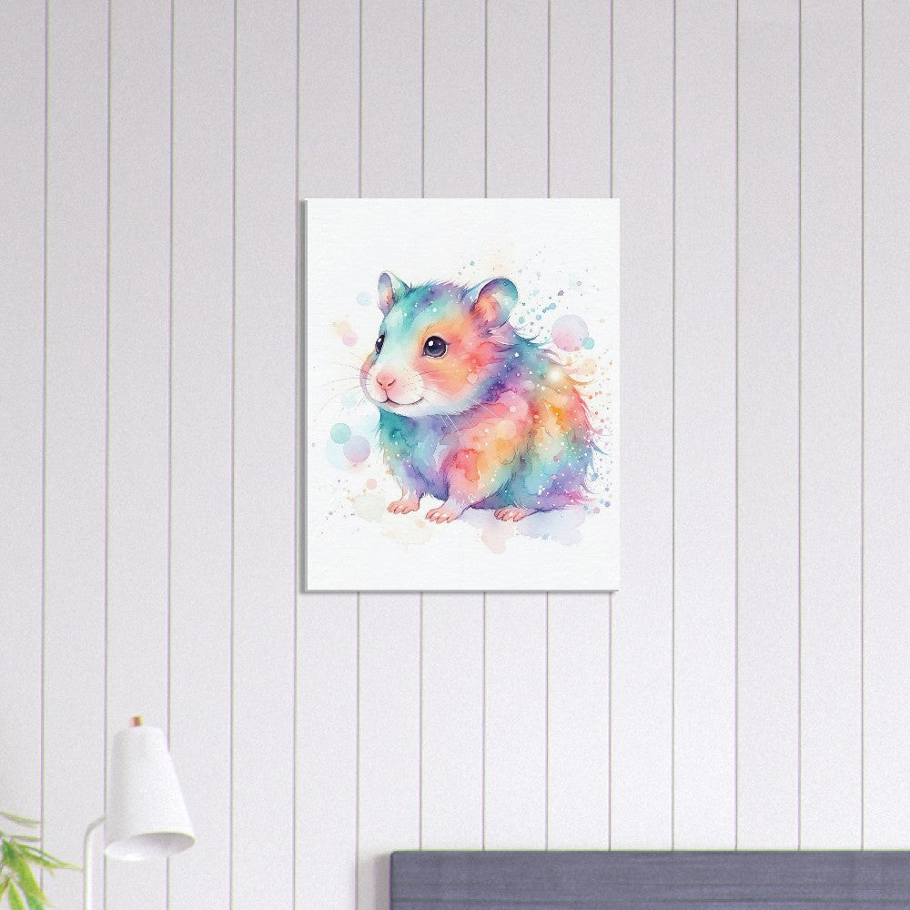 Baby Hamster Watercolor Art | Animal Canvas Print | Nursery Wall Decor - Canvas Art