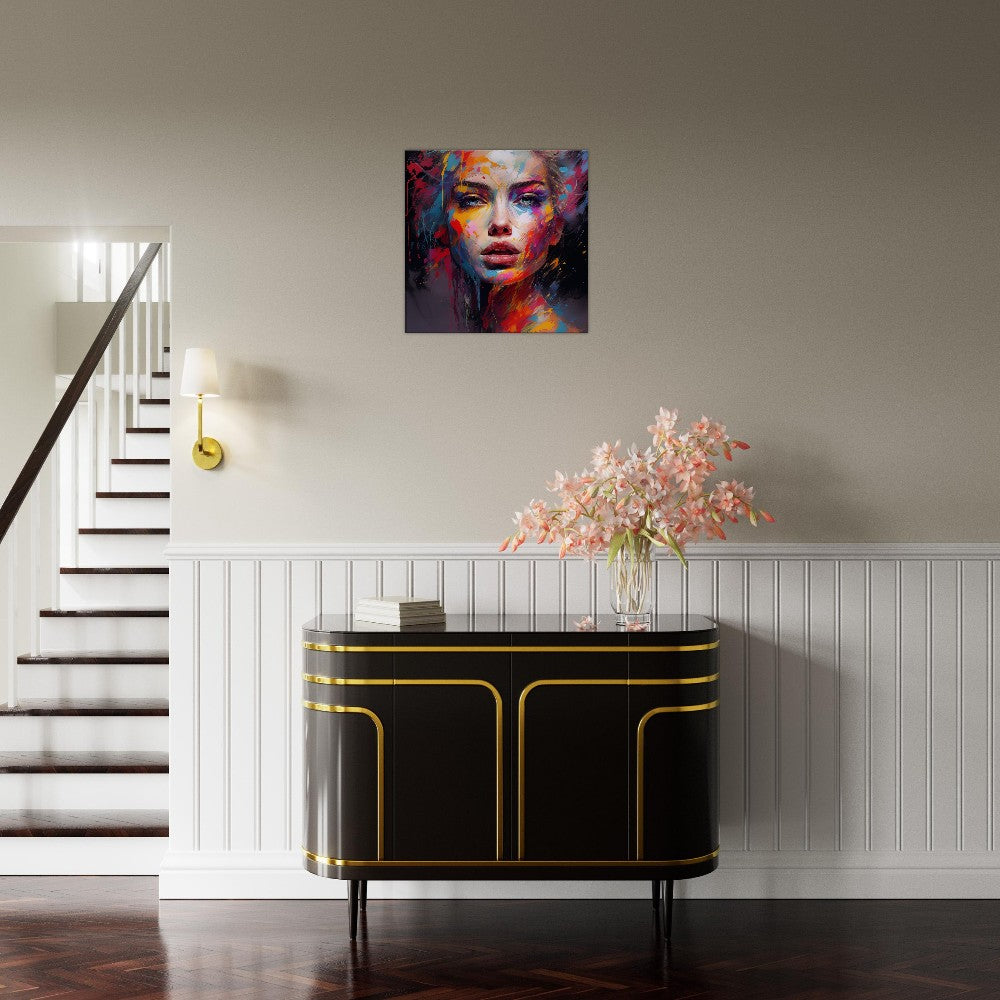 Abstract Woman Face Canvas Art: Colorful Silhouette in Bloom
