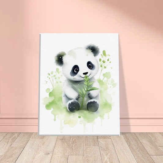 Baby Panda Watercolor Art Print - Minimalist Canvas Decor