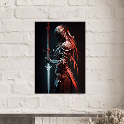 Futuristic Samurai Canvas Art: Armored Yakuza Warrior with Sword