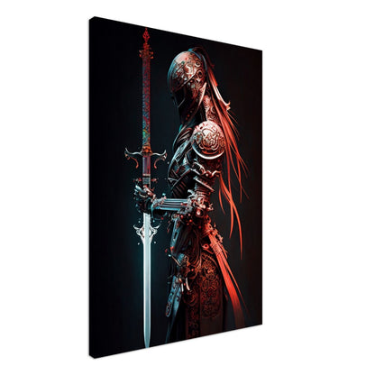 Futuristic Samurai Canvas Art: Armored Yakuza Warrior with Sword