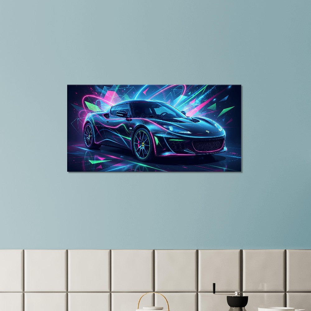 Lotus Evora Neon Art | Canvas Wall Decor | Car Aesthetic Print - Canvas Art