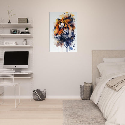 Majestic Tiger Watercolor Art Print - Big Cat Canvas Decor