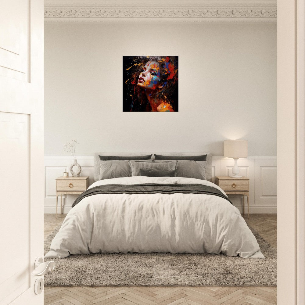 Abstract Woman Portrait: Bold Paint Canvas Art, Modern Home Decor