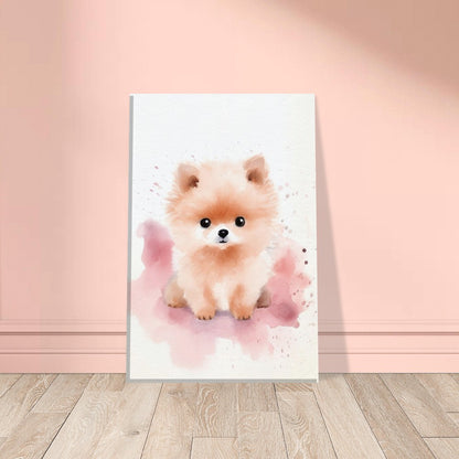 Watercolor Pomeranian Puppy Art Print on Canvas