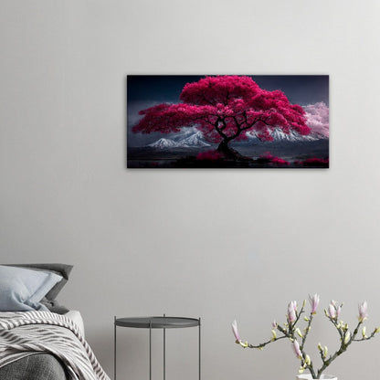 Mount Fuji Cherry Blossom Canvas Art: Serene Japanese Landscape