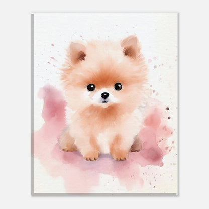 Watercolor Pomeranian Puppy Art Print on Canvas