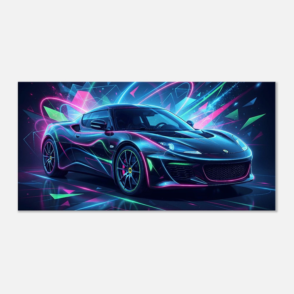 Lotus Evora Neon Art | Canvas Wall Decor | Car Aesthetic Print - Canvas Art