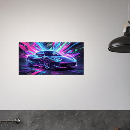 Ferrari 458 Italia Neon Art | Canvas Print | Wall Decor - Canvas Art
