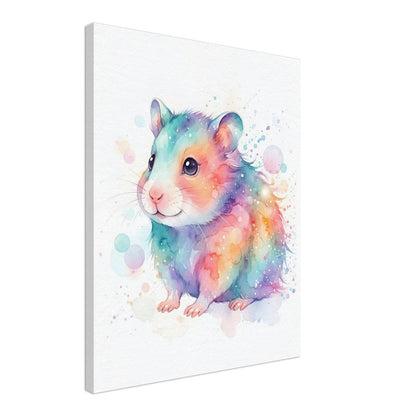 Baby Hamster Watercolor Art | Animal Canvas Print | Nursery Wall Decor - Canvas Art