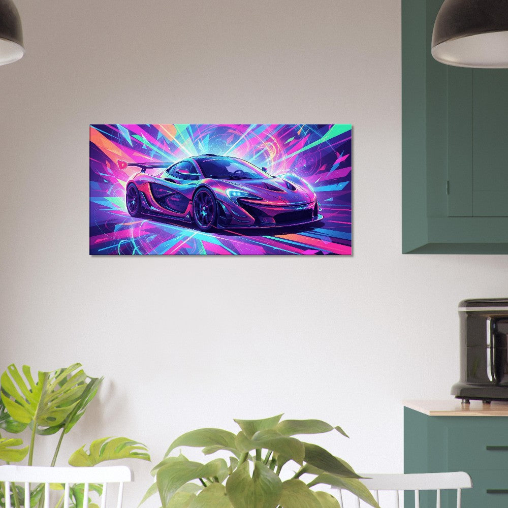 McLaren P1 GTR Neon Art | Canvas Print | Wall Decor - Canvas Art