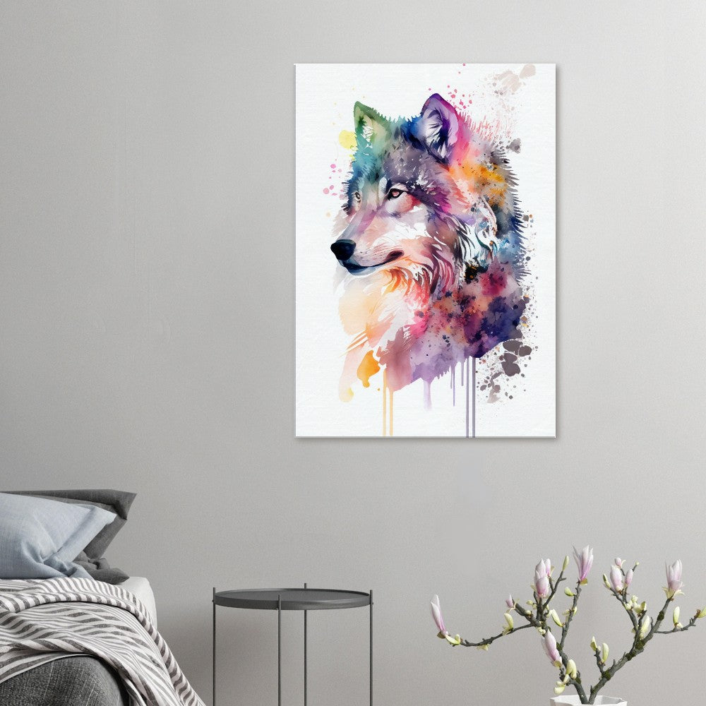 Watercolor Wolf Art Print: Majestic Animal Canvas Wall Decor