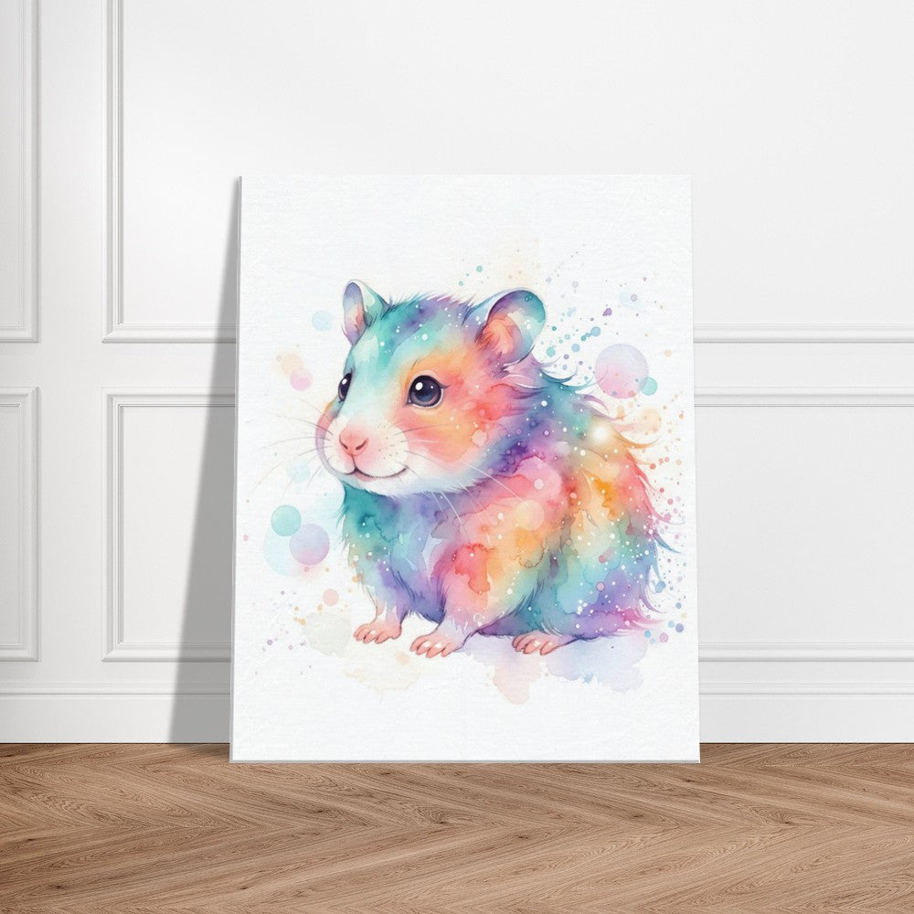 Baby Hamster Watercolor Art | Animal Canvas Print | Nursery Wall Decor - Canvas Art