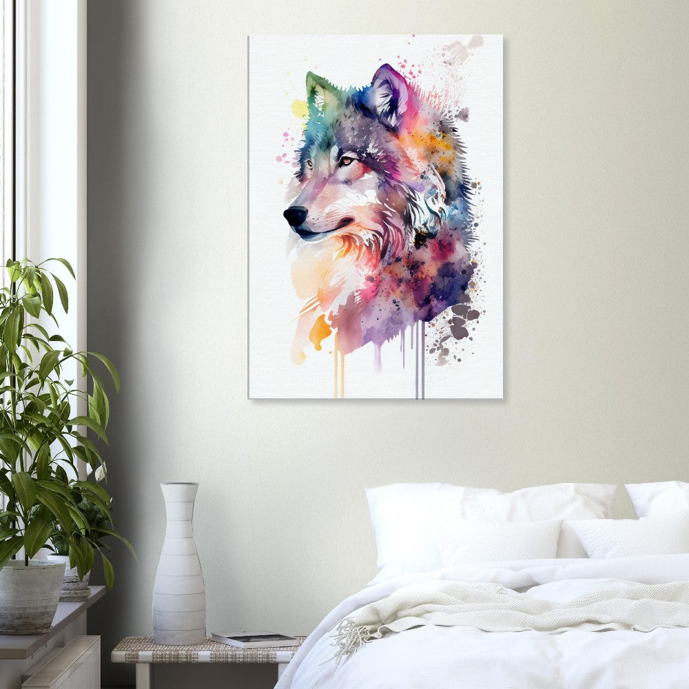 Watercolor Wolf Art Print: Majestic Animal Canvas Wall Decor