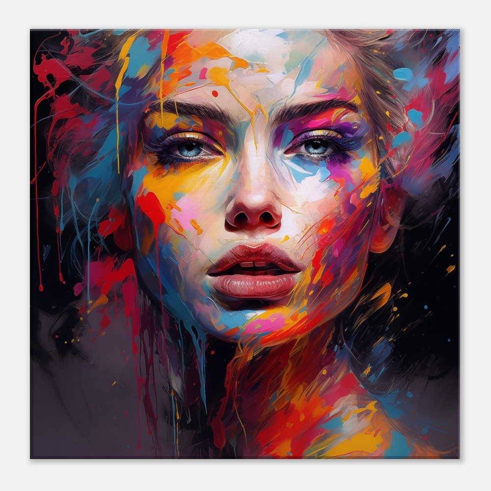 Abstract Woman Face Canvas Art: Colorful Silhouette in Bloom
