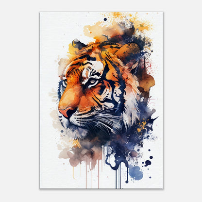 Majestic Tiger Watercolor Art Print - Big Cat Canvas Decor
