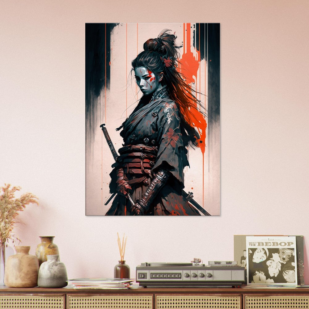 Cyberpunk Samurai Canvas Art: Futuristic Yakuza Bounty Hunter
