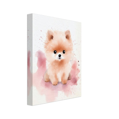 Watercolor Pomeranian Puppy Art Print on Canvas