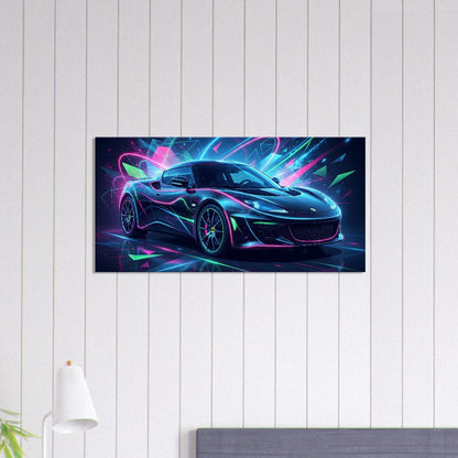 Lotus Evora Neon Art | Canvas Wall Decor | Car Aesthetic Print - Canvas Art