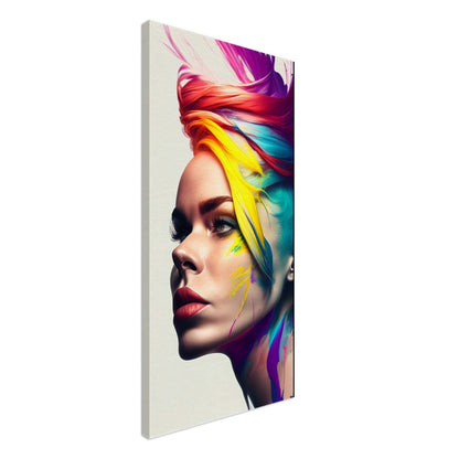Colorful Hair Woman Canvas Print: Vibrant Portrait Wall Art