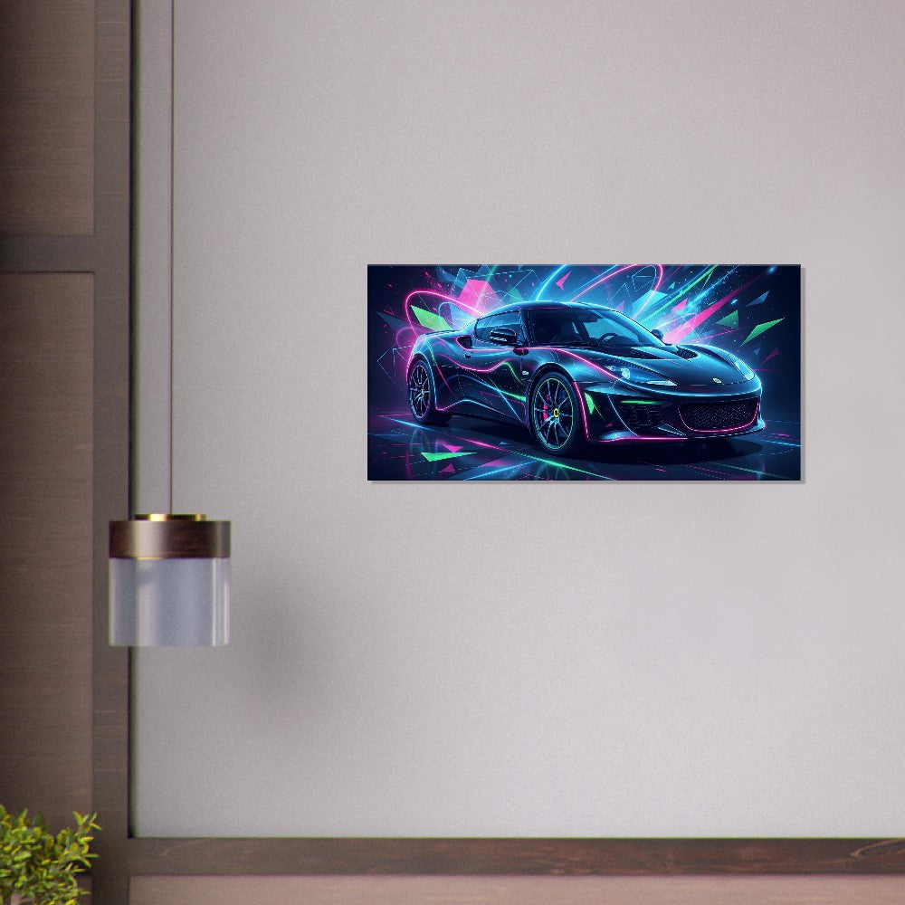 Lotus Evora Neon Art | Canvas Wall Decor | Car Aesthetic Print - Canvas Art