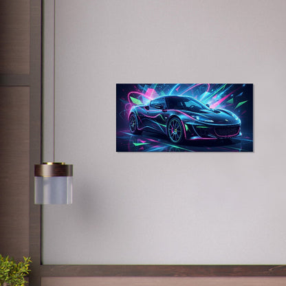 Lotus Evora Neon Art | Canvas Wall Decor | Car Aesthetic Print - Canvas Art