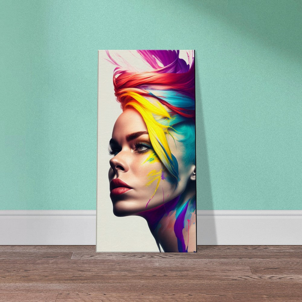Colorful Hair Woman Canvas Print: Vibrant Portrait Wall Art